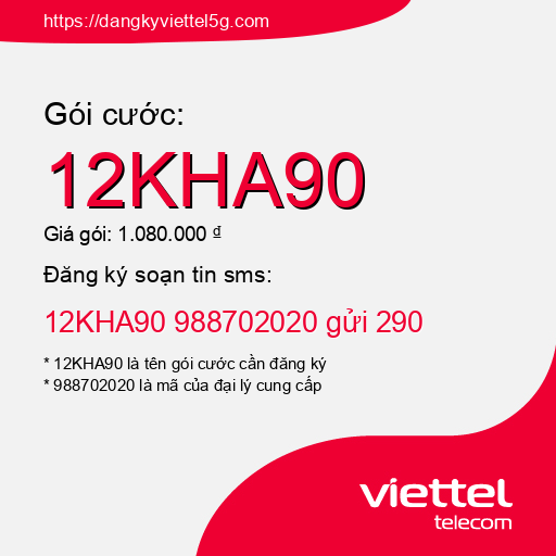 Đăng ký gói cước 12KHA90 Viettel 5g