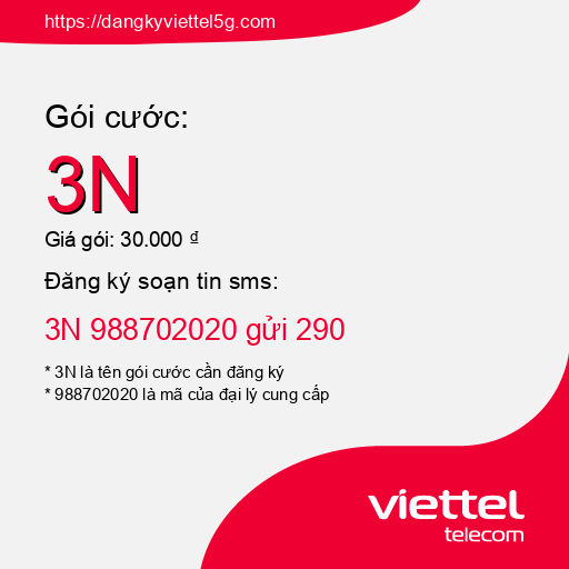 Đăng ký gói cước 3N Viettel 5g