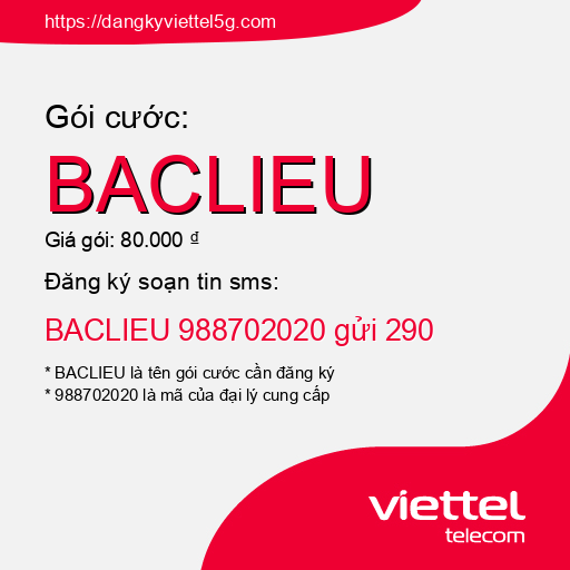 Đăng ký gói cước BACLIEU Viettel 5g