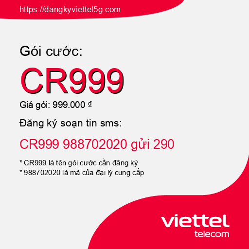 Đăng ký gói cước CR999 Viettel 5g