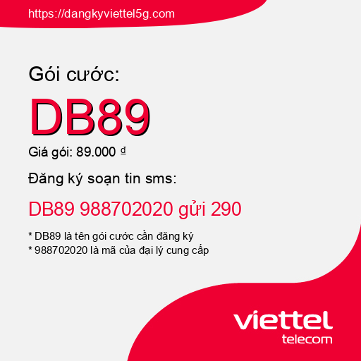 Đăng ký gói cước DB89 Viettel 5g