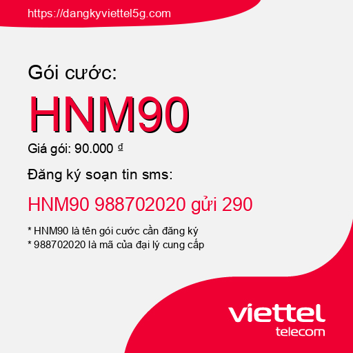 Đăng ký gói cước HNM90 Viettel 5g