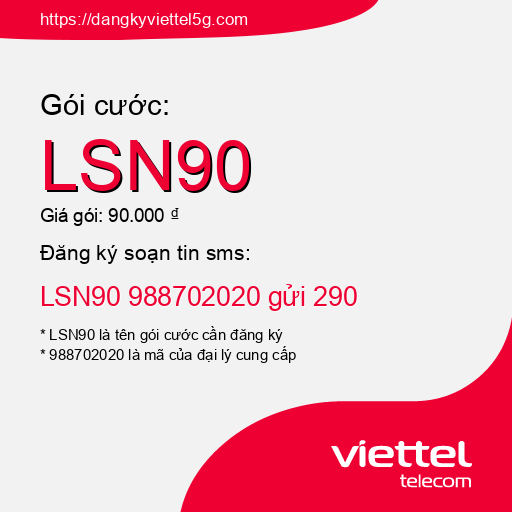 Đăng ký gói cước LSN90 Viettel 5g