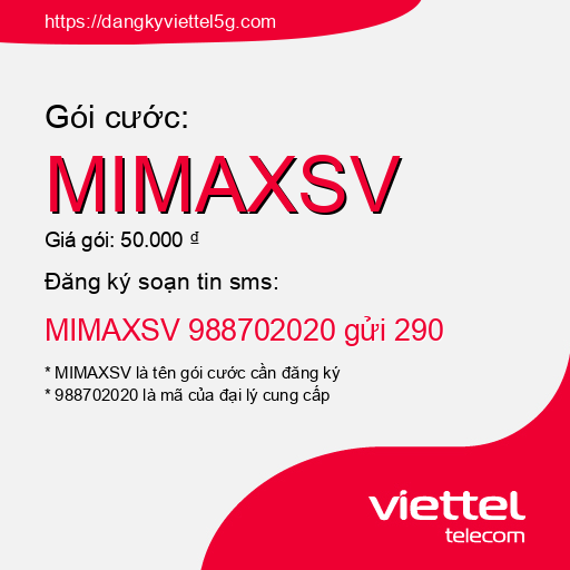 Đăng ký gói cước MIMAXSV Viettel 5g