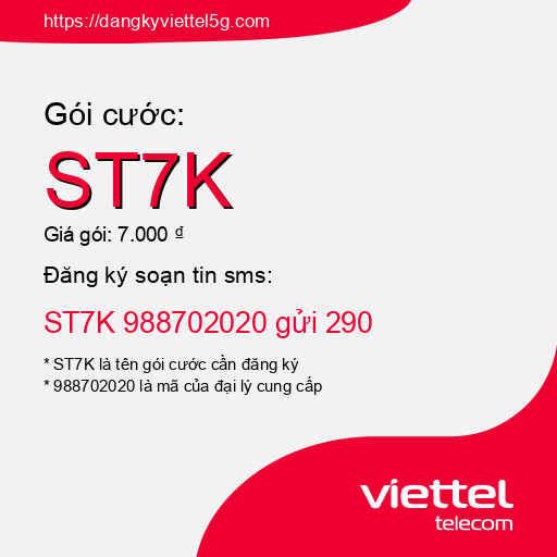 Đăng ký gói cước ST7K Viettel 5g