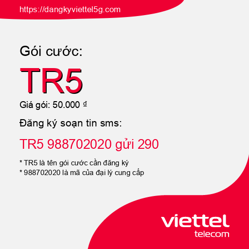 Đăng ký gói cước TR5 Viettel 5g