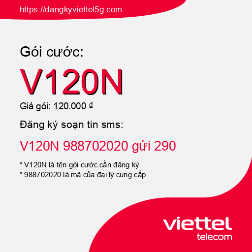 Đăng ký gói cước V120N Viettel 5g