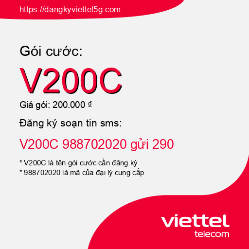 Đăng ký gói cước V200C Viettel 5g