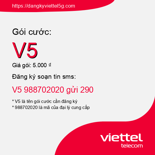 Đăng ký gói cước V5 Viettel 5g